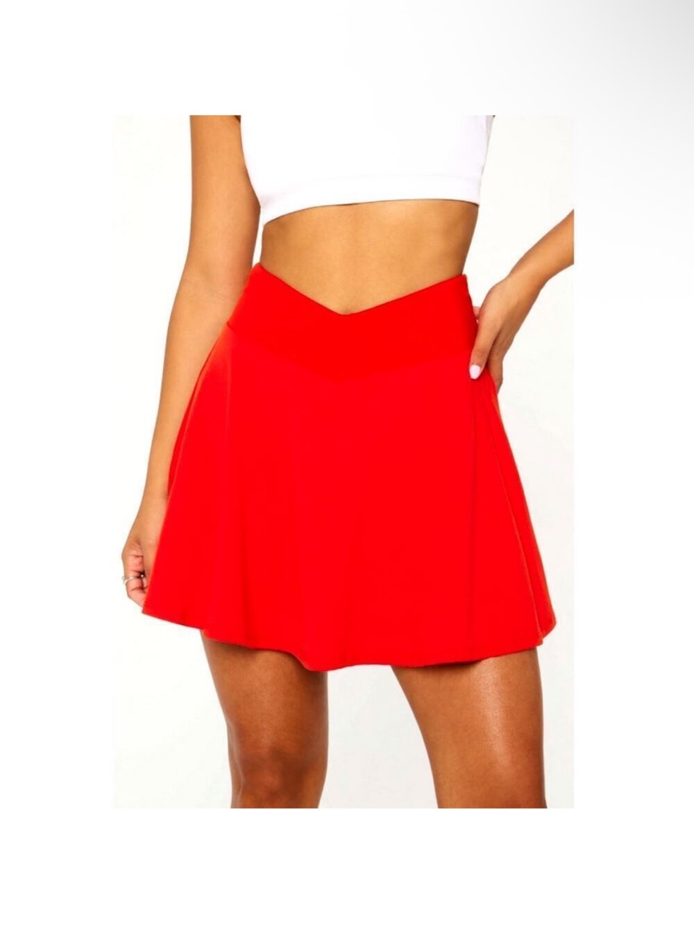 Fabletics Red V-Notch High-Waist Mini Skirt